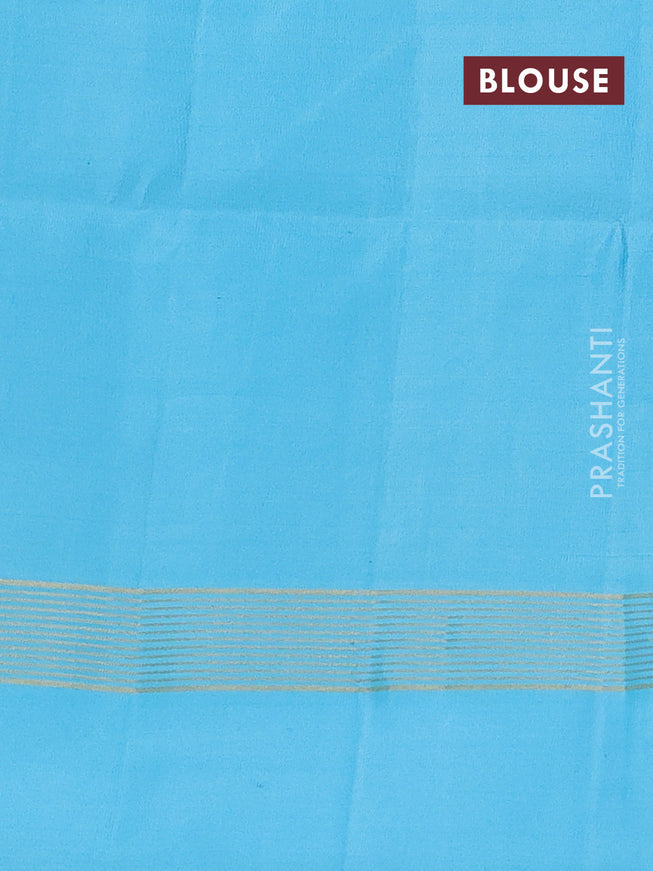 Pure soft silk saree grey and light blue with allover zari weaves and zari woven simple border