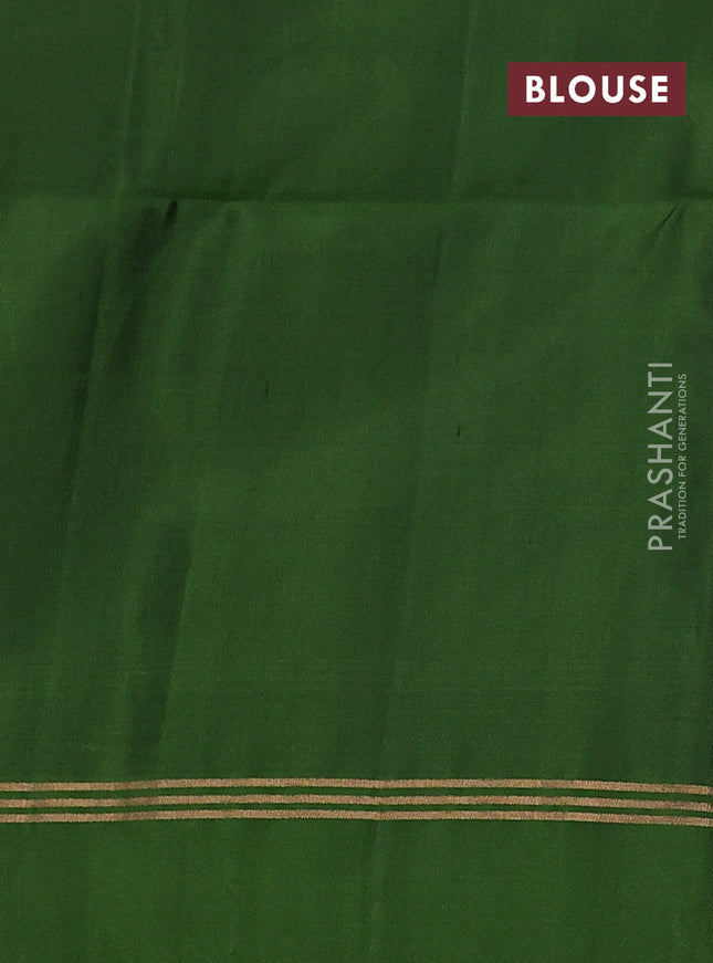 Pure soft silk saree sap green with rangoli design zari woven buttas and zari woven simple border