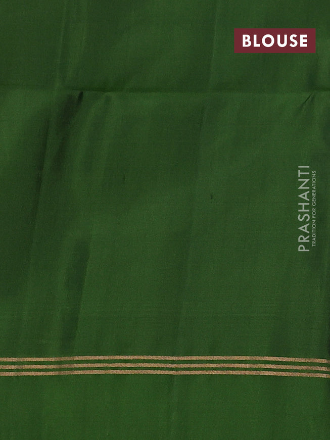 Pure soft silk saree sap green with rangoli design zari woven buttas and zari woven simple border