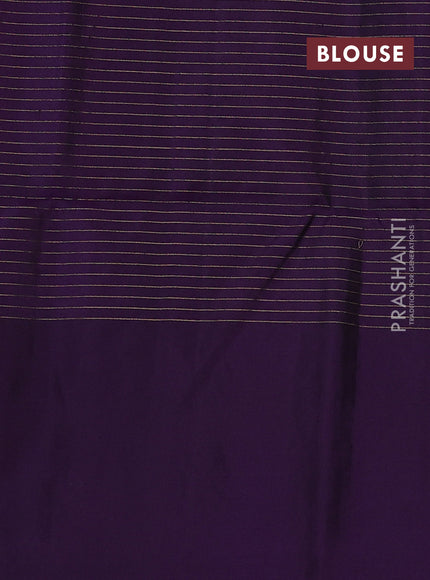 Pure soft silk saree sap green and purple with allover zari checked pattern and long rich zari woven border