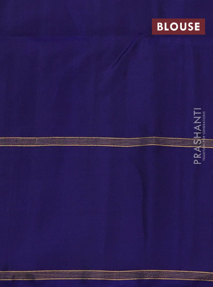 Pure soft silk saree navy blue with plain body and temple woven border