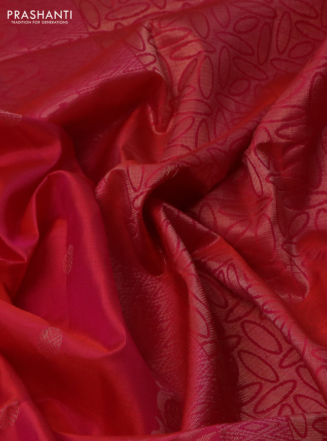 Pure soft silk saree dual shade of pinkish orange with rudhraksha zari woven buttas and zari woven border