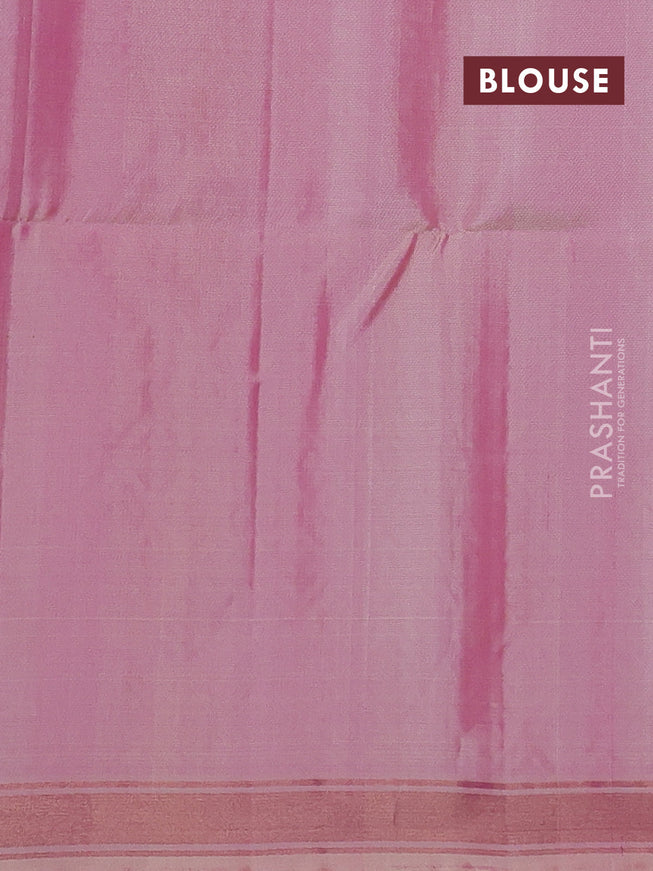 Pure soft silk saree black and pastel pink with allover zari weaves and zari woven border