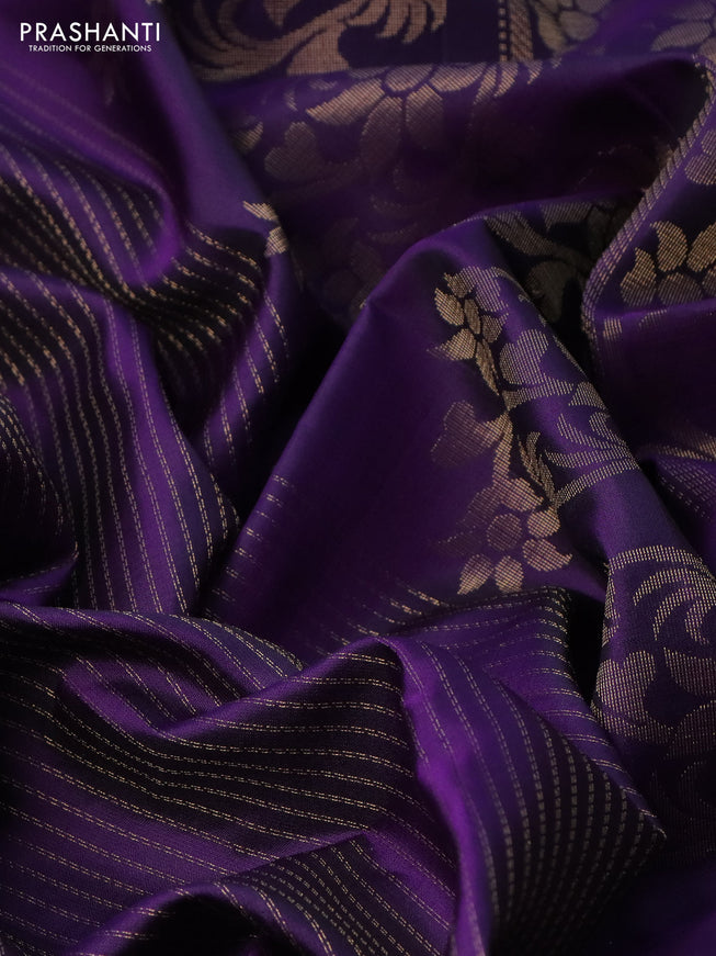 Pure soft silk saree violet with allover zari weaves and zari woven butta border