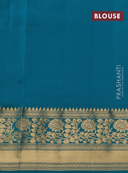 Pure soft silk saree pink and teal green with zari woven buttas and zari woven border