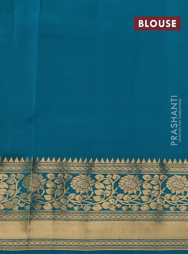 Pure soft silk saree pink and teal green with zari woven buttas and zari woven border
