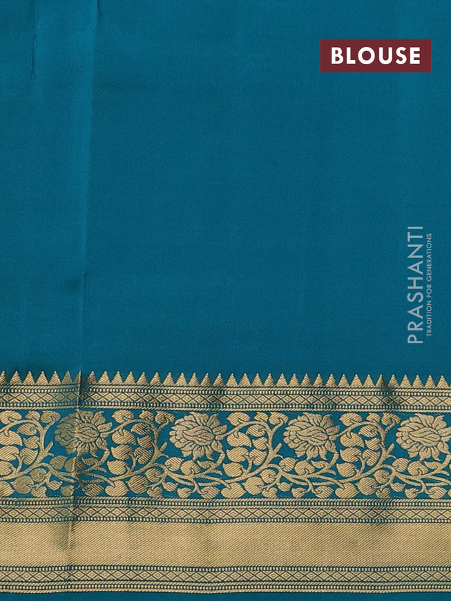 Pure soft silk saree pink and teal green with zari woven buttas and zari woven border