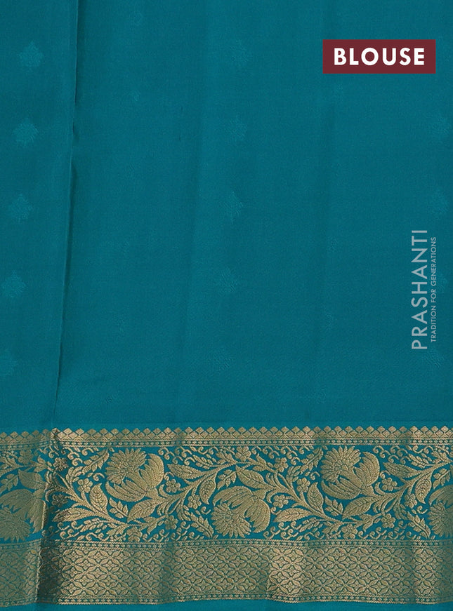 Pure soft silk saree lime yellow and teal green with zari woven buttas and zari woven border