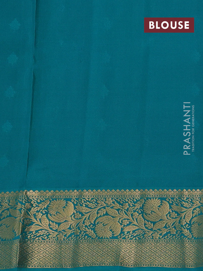 Pure soft silk saree lime yellow and teal green with zari woven buttas and zari woven border