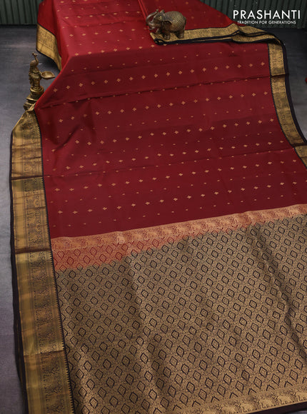 Pure soft silk saree rust shade and deep coffee brown with zari woven buttas and zari woven border