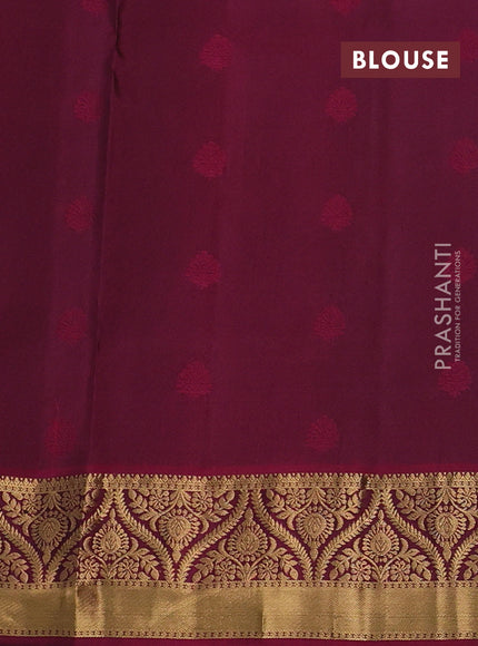 Pure soft silk saree blue and magenta pink with allover zari woven buttas and zari woven border