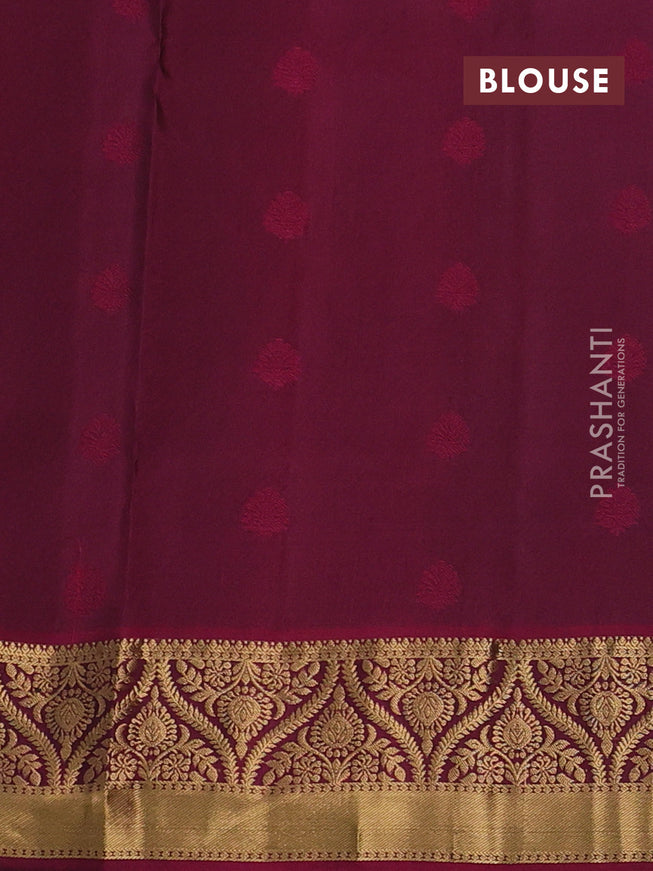 Pure soft silk saree blue and magenta pink with allover zari woven buttas and zari woven border