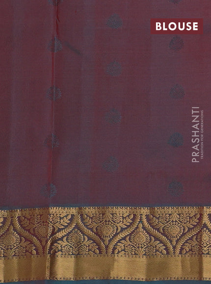 Pure soft silk saree sunset orange and dual shade of teal green with allover zari woven buttas and zari woven border