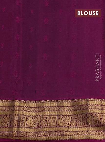 Pure soft silk saree dark blue and dark magenat pink with allover zari woven buttas and zari woven border