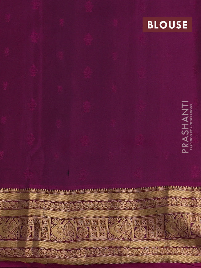 Pure soft silk saree dark blue and dark magenat pink with allover zari woven buttas and zari woven border
