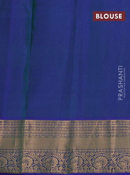 Pure soft silk saree dualshade of green and dual shade of blue with allover zari woven buttas and zari woven border