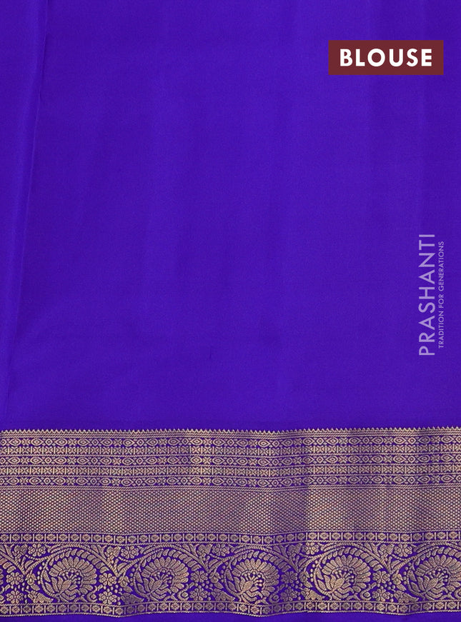 Pure soft silk saree sunset orange and blue with allover zari woven buttas and zari woven border