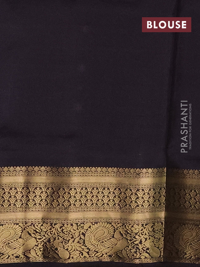 Pure soft silk saree peacock green and coffee brown with allover zari woven buttas and zari woven border