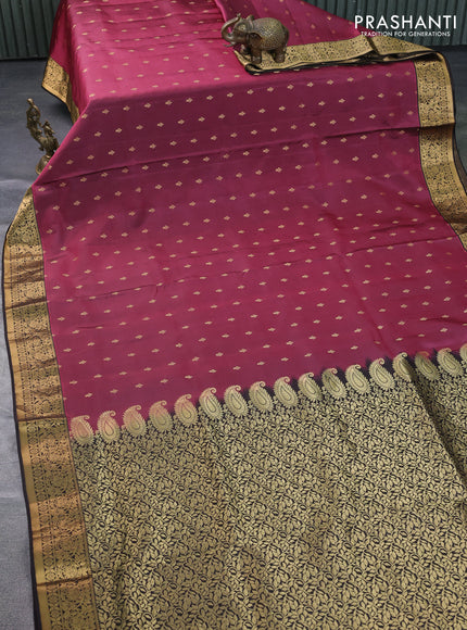 Pure soft silk saree maroon and coffee brown with allover zari woven buttas and zari woven border