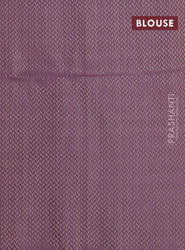 Pure soft silk saree teal blue and mauve pink with zari woven buttas in borderless style