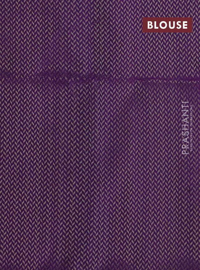 Pure soft silk saree dual shade of blue and purple with zari woven buttas in borderless style