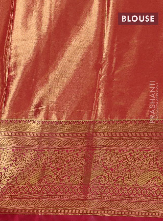 Bangalori tissue silk saree mild lavender and reddish pink with allover zari woven brocade weaves and long zari woven border
