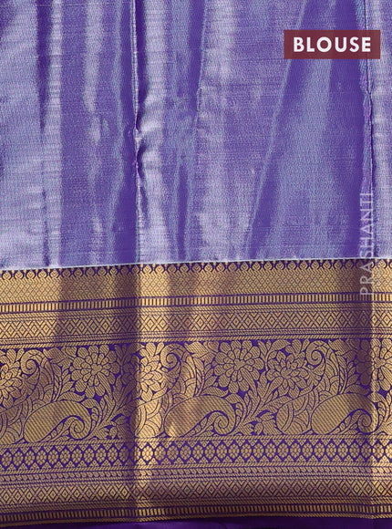 Bangalori tissue silk saree red and violet with allover zari woven brocade weaves and long zari woven border