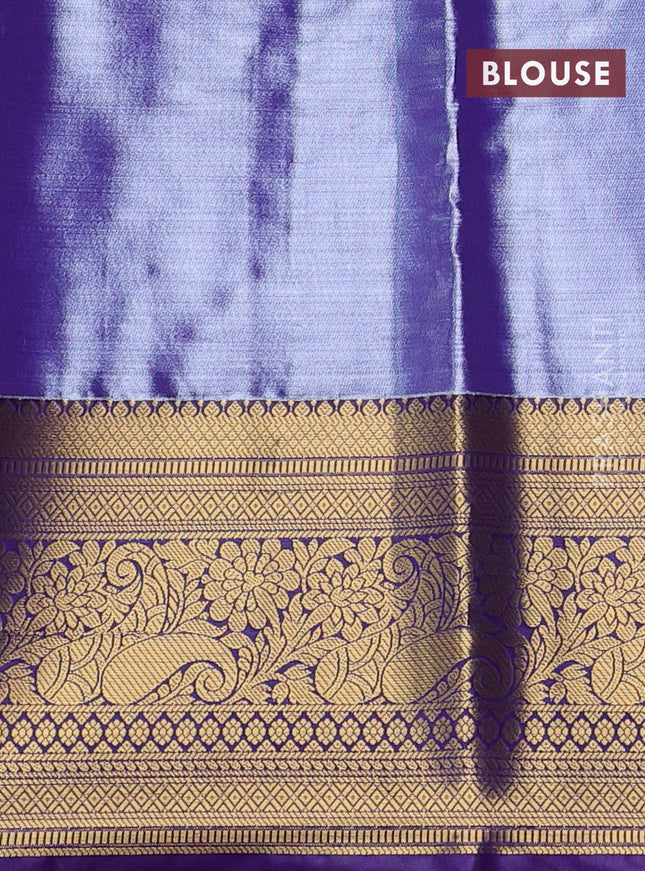 Bangalori tissue silk saree blue and violet with allover zari woven brocade weaves and long zari woven border