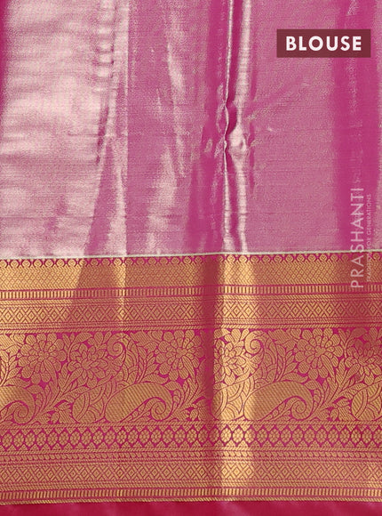 Bangalori tissue silk saree peach pink and pink with allover zari woven brocade weaves and long zari woven border