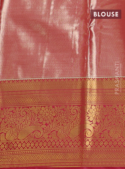 Bangalori tissue silk saree lavender and reddish pink with allover zari woven brocade weaves and long zari woven border