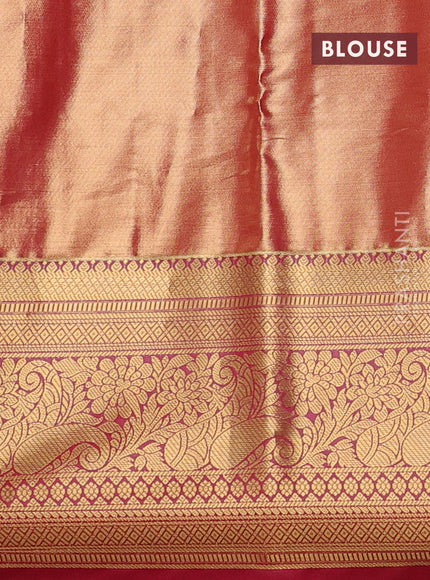 Bangalori tissue silk saree peach shade and pink with allover zari woven brocade weaves and long zari woven border