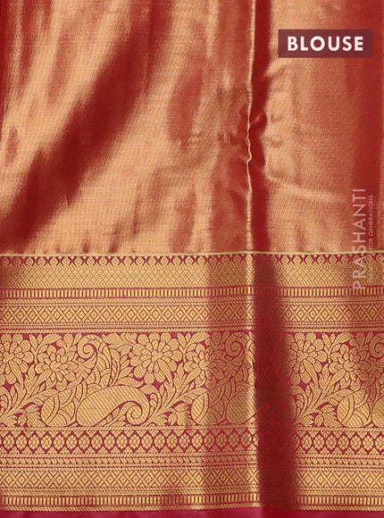 Bangalori tissue silk saree blue and reddish pink with allover zari woven brocade weaves and long zari woven border