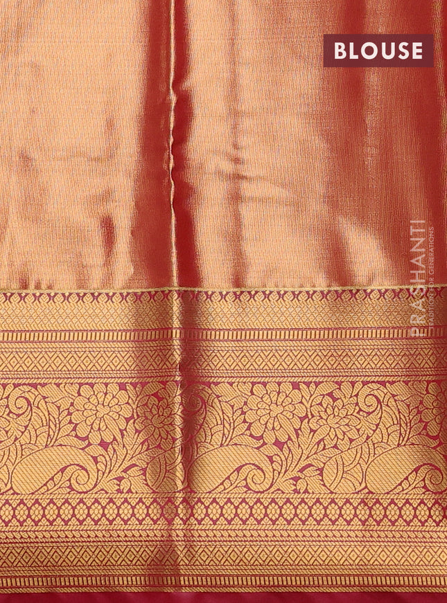 Bangalori tissue silk saree light pink and pink with allover zari woven brocade weaves and long zari woven border