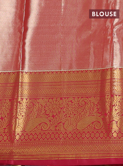 Bangalori tissue silk saree mild lavender and reddish pink with allover zari woven brocade weaves and long zari woven border