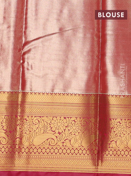 Bangalori tissue silk saree green and pink with allover zari woven brocade weaves and long zari woven border