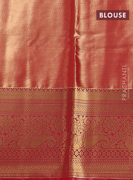Bangalori tissue silk saree teal green and reddish pink with allover zari woven brocade weaves and long zari woven border