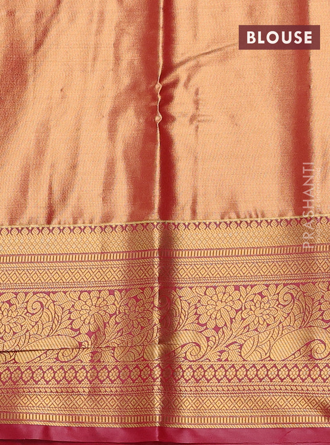 Bangalori tissue silk saree dual shade of gold and pink with allover zari woven brocade weaves and long zari woven border