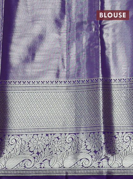 Bangalori tissue silk saree pink and violet with allover zari woven brocade weaves and long zari woven border