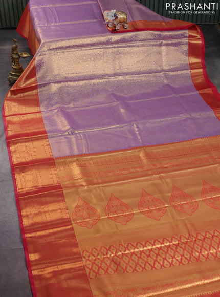 Bangalori tissue silk saree lavender and pink with allover zari woven brocade weaves and long zari woven border