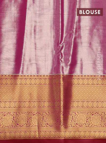 Bangalori tissue silk saree lavender and pink with allover zari woven brocade weaves and long zari woven border