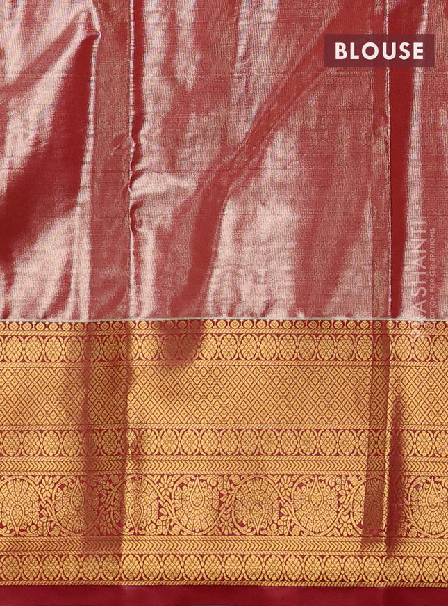 Bangalori tissue silk saree yellow and red with allover zari woven brocade weaves and long zari woven border