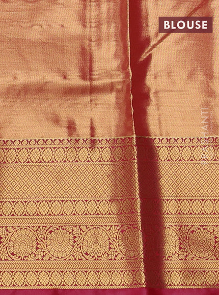 Bangalori tissue silk saree lavender and red with allover zari woven brocade weaves and long zari woven border