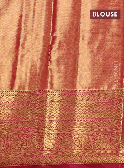 Bangalori tissue silk saree light pink and pink with allover zari woven brocade weaves and long zari woven border