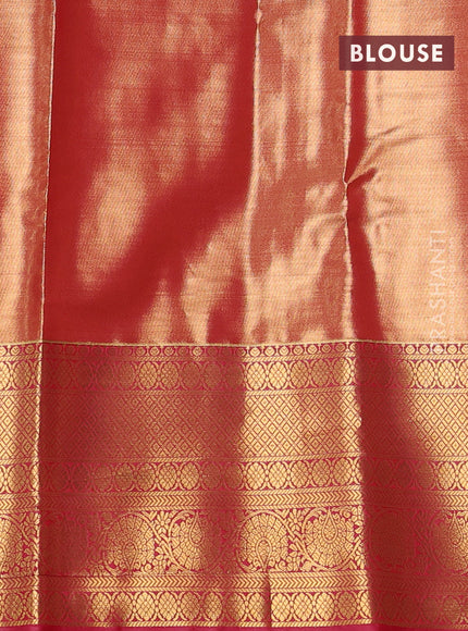 Bangalori tissue silk saree dual shade of blue and pink with allover zari woven brocade weaves and long zari woven border