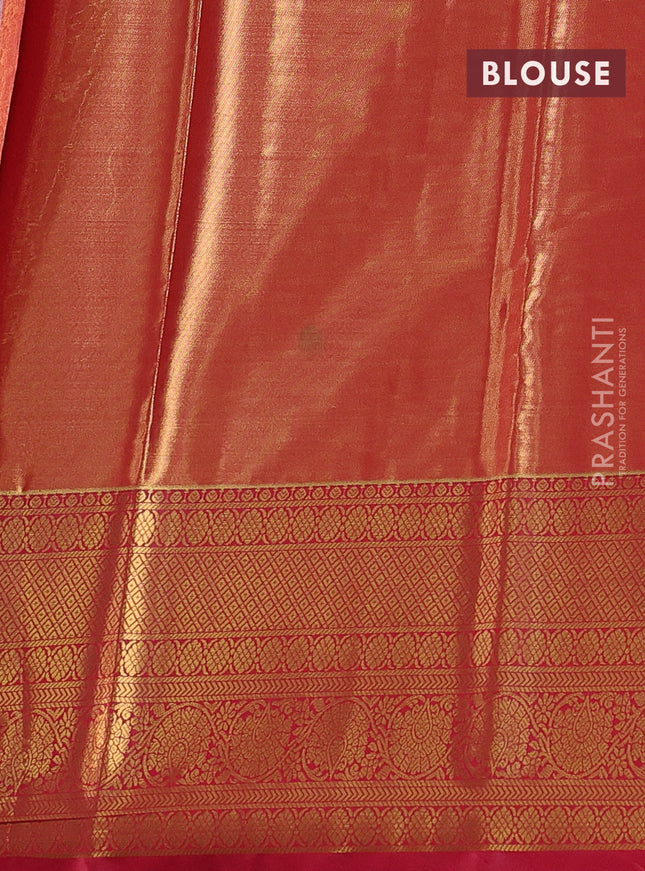 Bangalori tissue silk saree lavender shade and pink with allover zari woven brocade weaves and long zari woven border