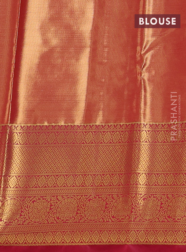 Bangalori tissue silk saree teal green shade and pink with allover zari woven brocade weaves and long zari woven border
