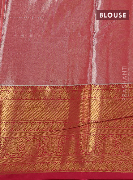 Bangalori tissue silk saree lavender and pink with allover zari woven brocade weaves and long zari woven border