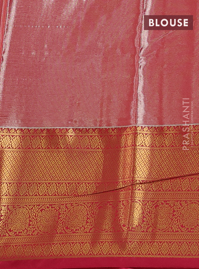 Bangalori tissue silk saree lavender and pink with allover zari woven brocade weaves and long zari woven border