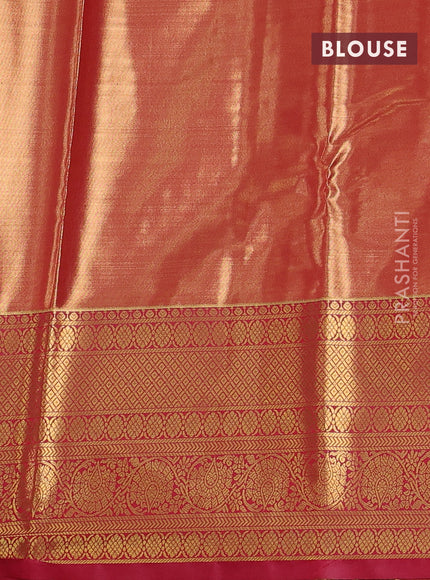 Bangalori tissue silk saree mild pista green and pink with allover zari woven brocade weaves and long zari woven border