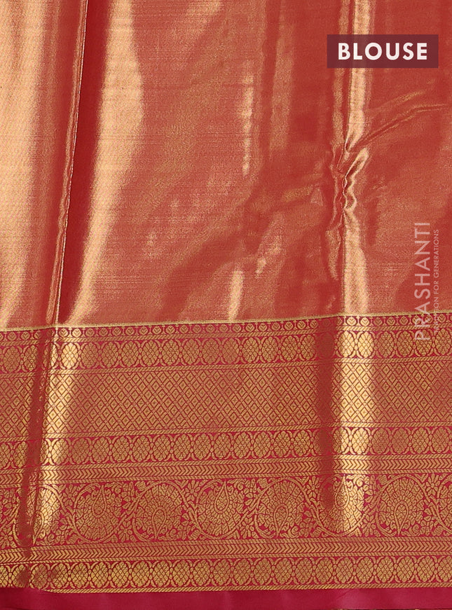 Bangalori tissue silk saree mild pista green and pink with allover zari woven brocade weaves and long zari woven border